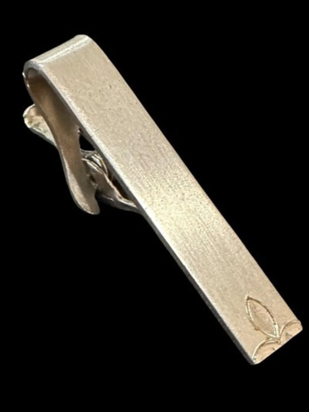 Vintage Flex Let Tie Bar Clip Silver Tone USA Mens Signed